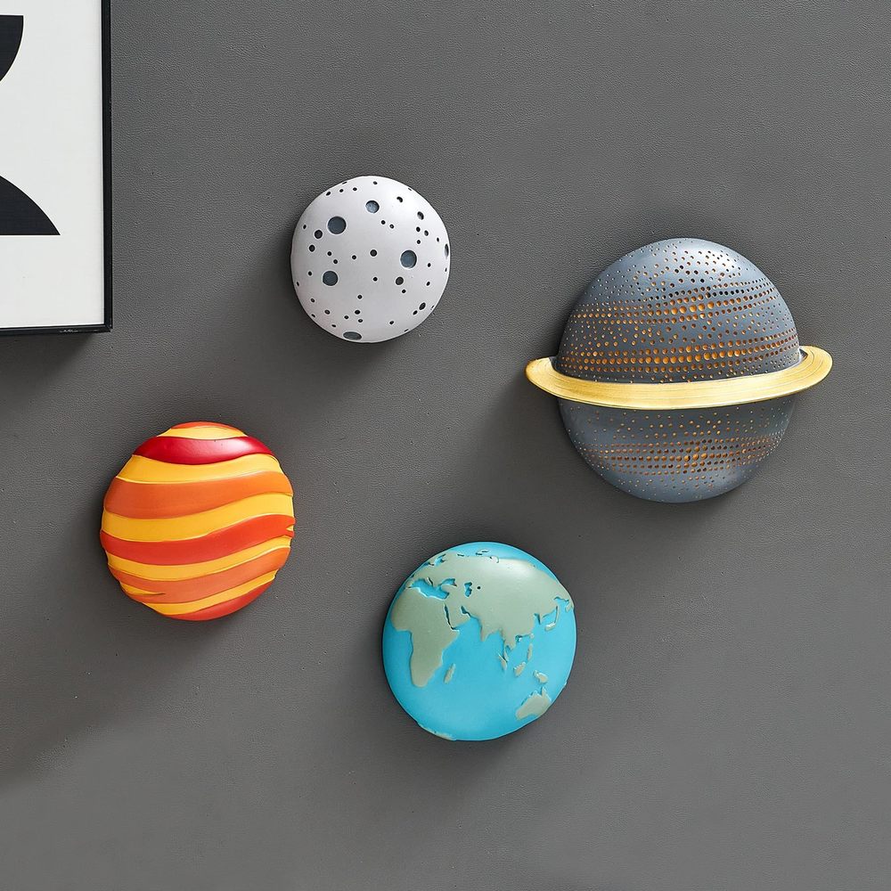 4pcs Outer Space Planets Wall Decor Modern Wall Sculptures Planet Earth Solar🫵